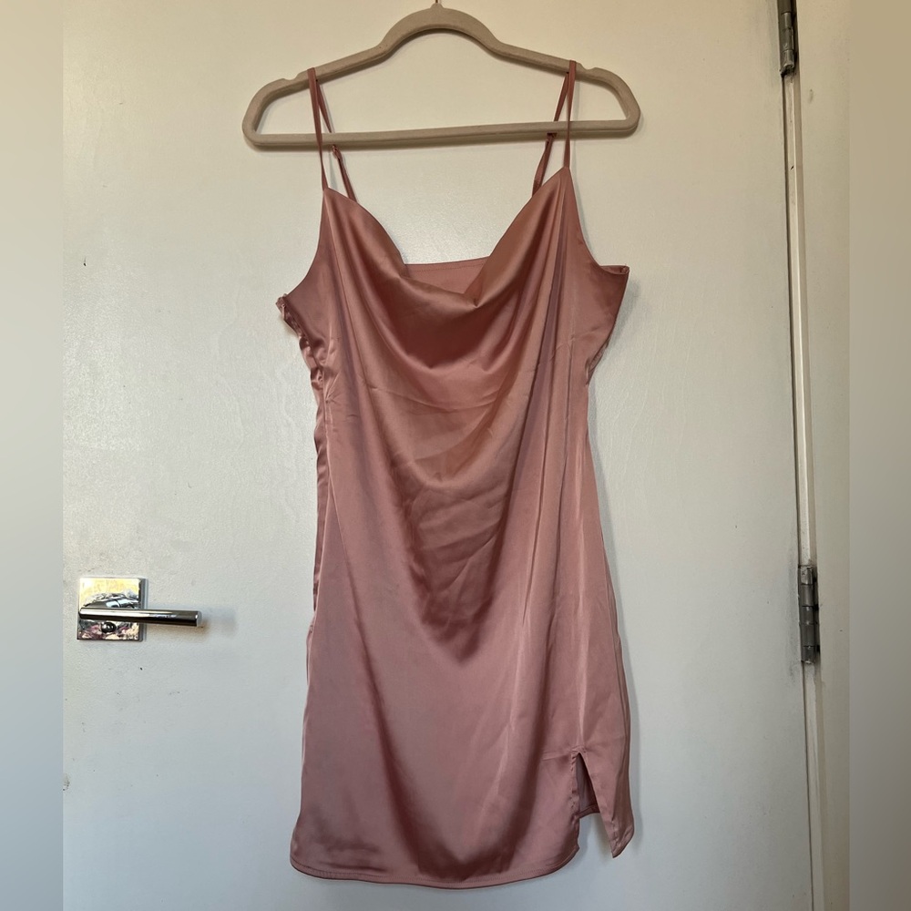 Pink “silk” mini dress
